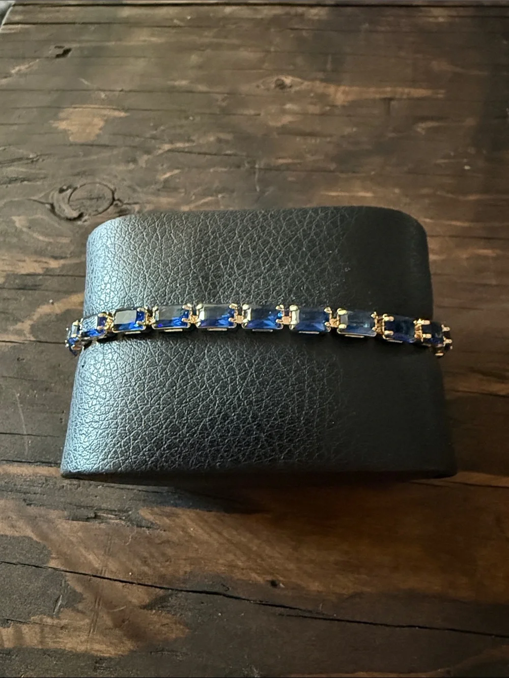 Gold Plated Royal Blue Tennis Bracelet - Classic Women's Jewel
